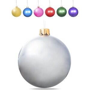 Inflatable Oversized Ornament Jumbo Christmas Ball 25" SILVER Holiday Decoration